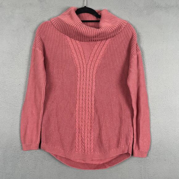 Banana Republic Sweaters - Banana Republic Sweater Womens M Pink Cowl Neck Pullover Cable Knit Long Sleeve